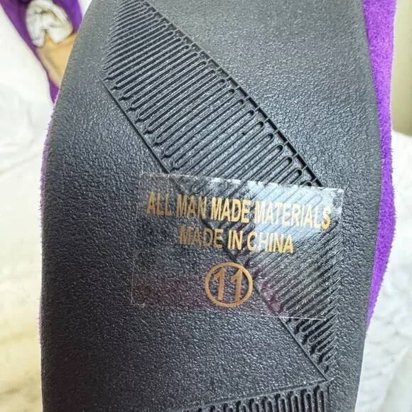 Purple Ollio Womens Ballet Flats W/ Flower Design Faux Suede Slip On Comfort - Picture 3 of 4